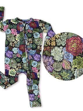 Muse Threads Succulents Bamboo Convertible Footie Zippy Romper Pjs Pajamas 9-12M